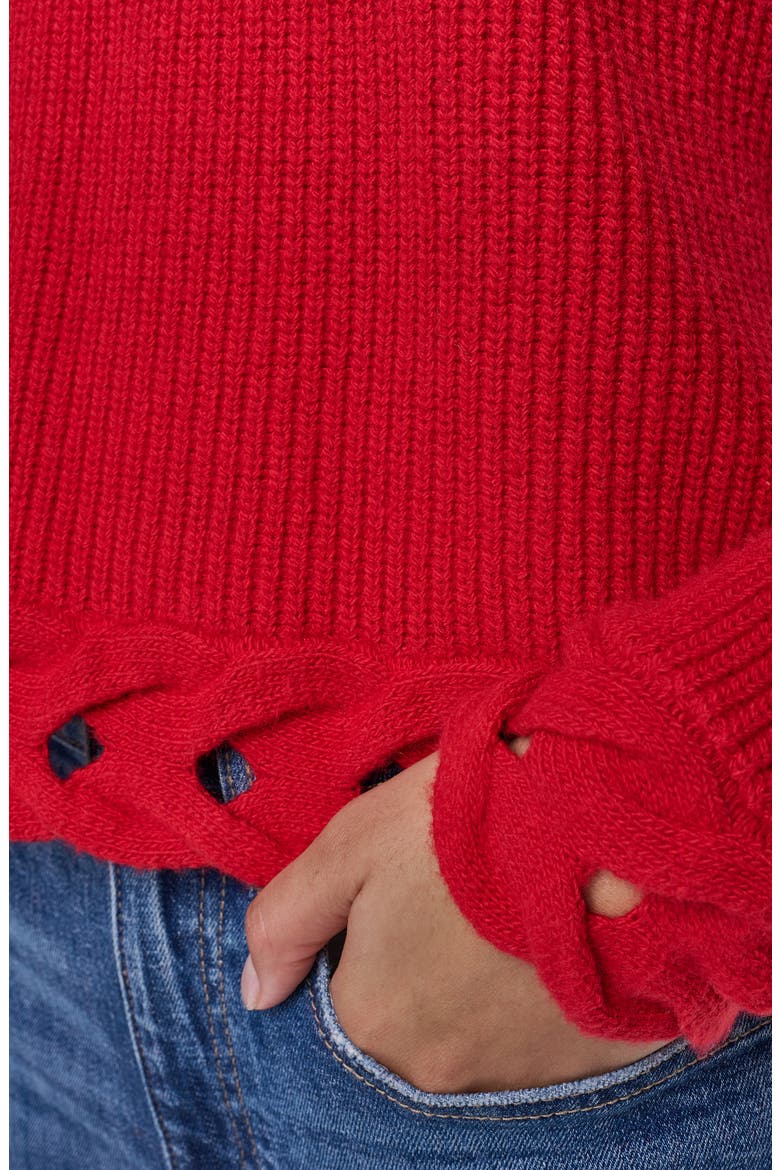 Cable Hem Crewneck Sweater, Alternate, color, VIBRANT RE