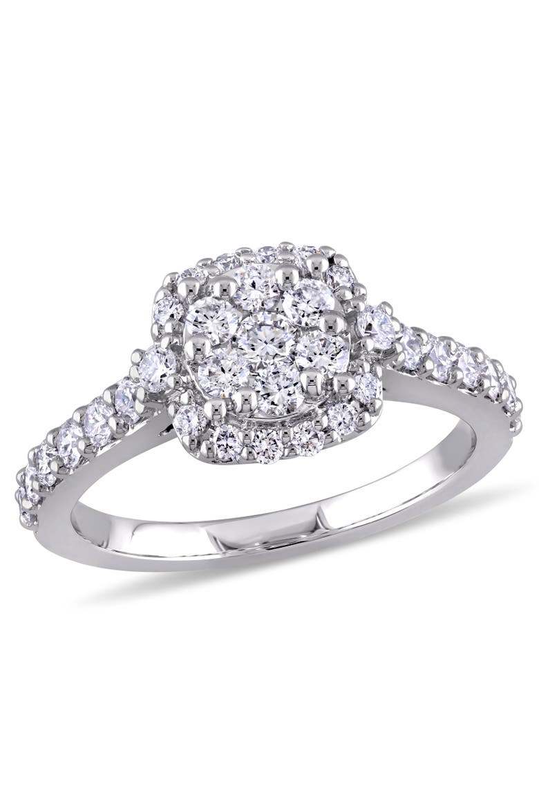 Diamond Cluster Halo Engagement Ring 14k, Main, color, 14K White Gold