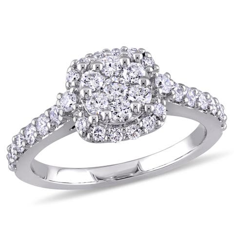 Diamond Cluster Halo Engagement Ring 14k