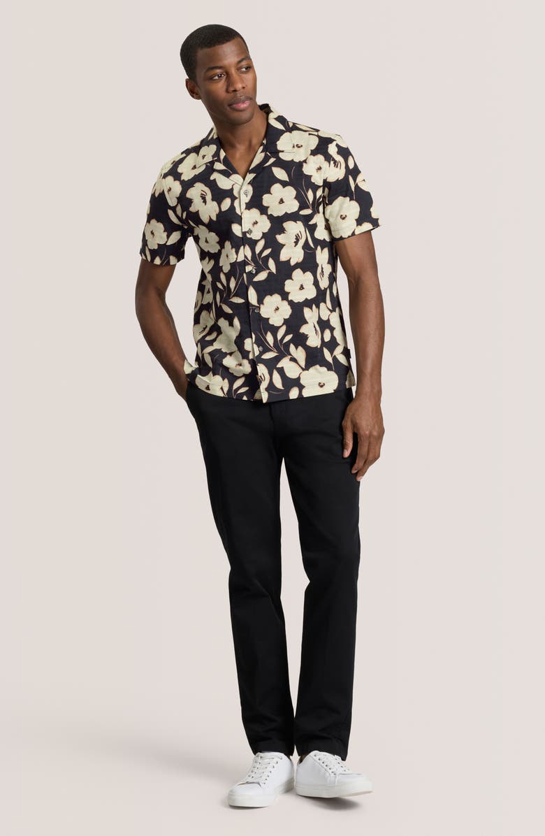 Ted Baker Floral Print Camp Shirt, Alternate, color, Black Beauty