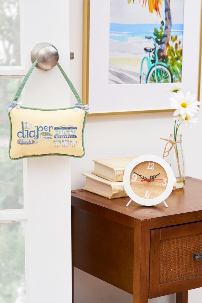 Diaper Duty Embroidered Mini Accent Pillow Decor, Alternate, color, Yellow