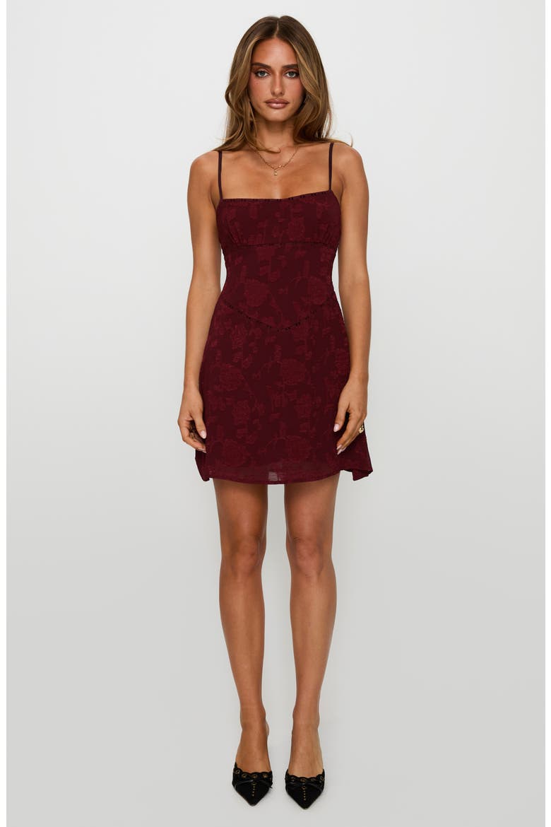 South of France Floral Burnout Minidress, Alternate, color, BURGUNDY