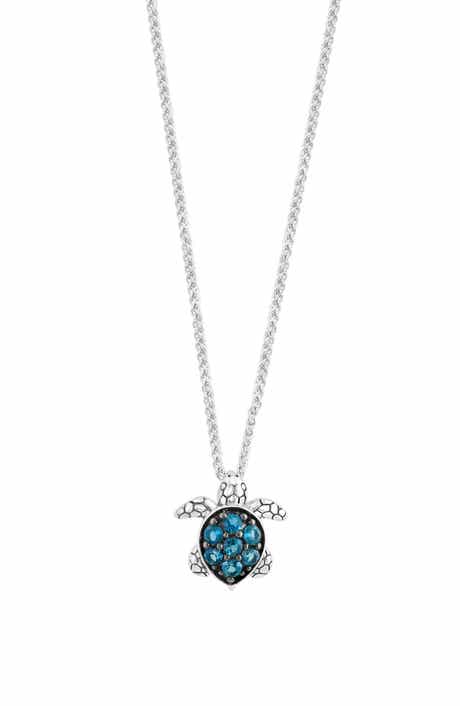 EFFY Sterling Silver London Blue Topaz Turtle Pendant Necklace