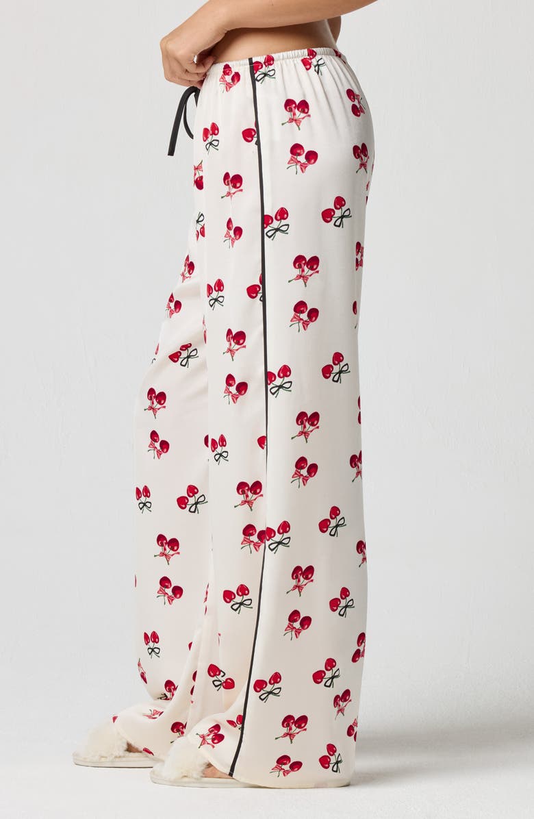 Florence by Mills Bow Satin Pajama Pants, Alternate, color, Jet Stream Cherry