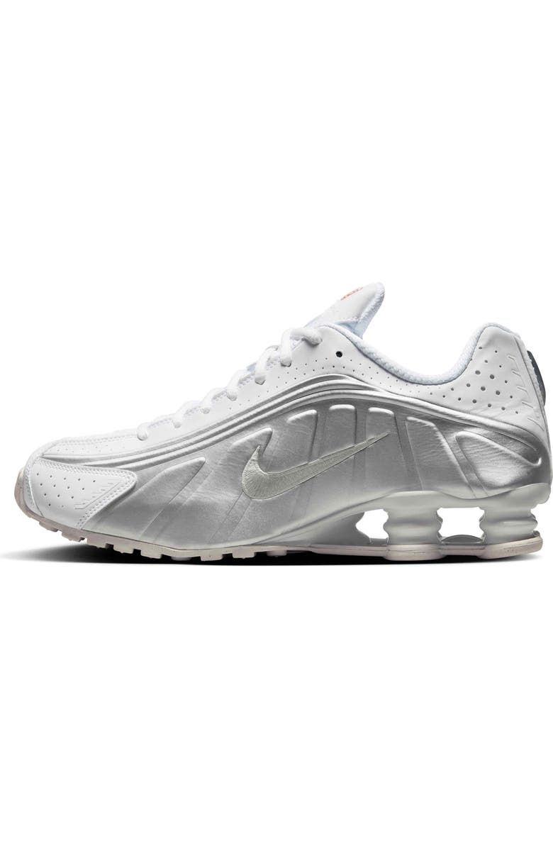Nike Shox R4 Sneaker, Alternate, color, 101 White/White/Bright Crimson/Metallic Silver