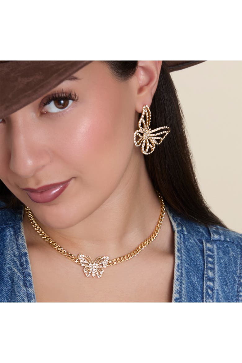 Textured Butterfly Gold-Tone Stud Earrings, Alternate, color, Gold