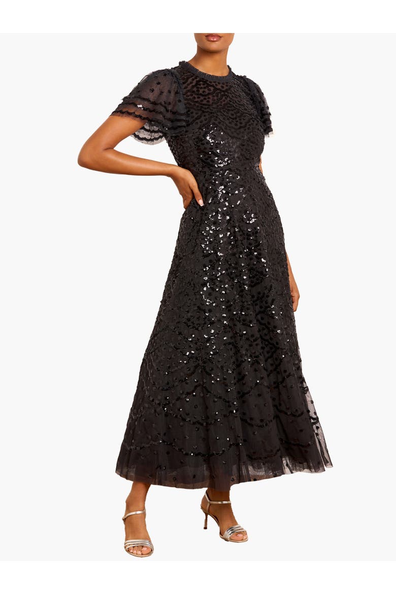 Deco Dot Ankle Gown, Main, color, Graphite