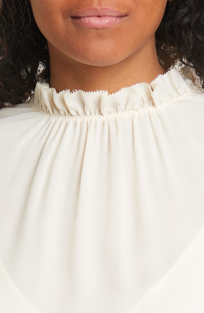 FRAME Brooke Ruffle Trim Silk Top, Alternate, color, 
