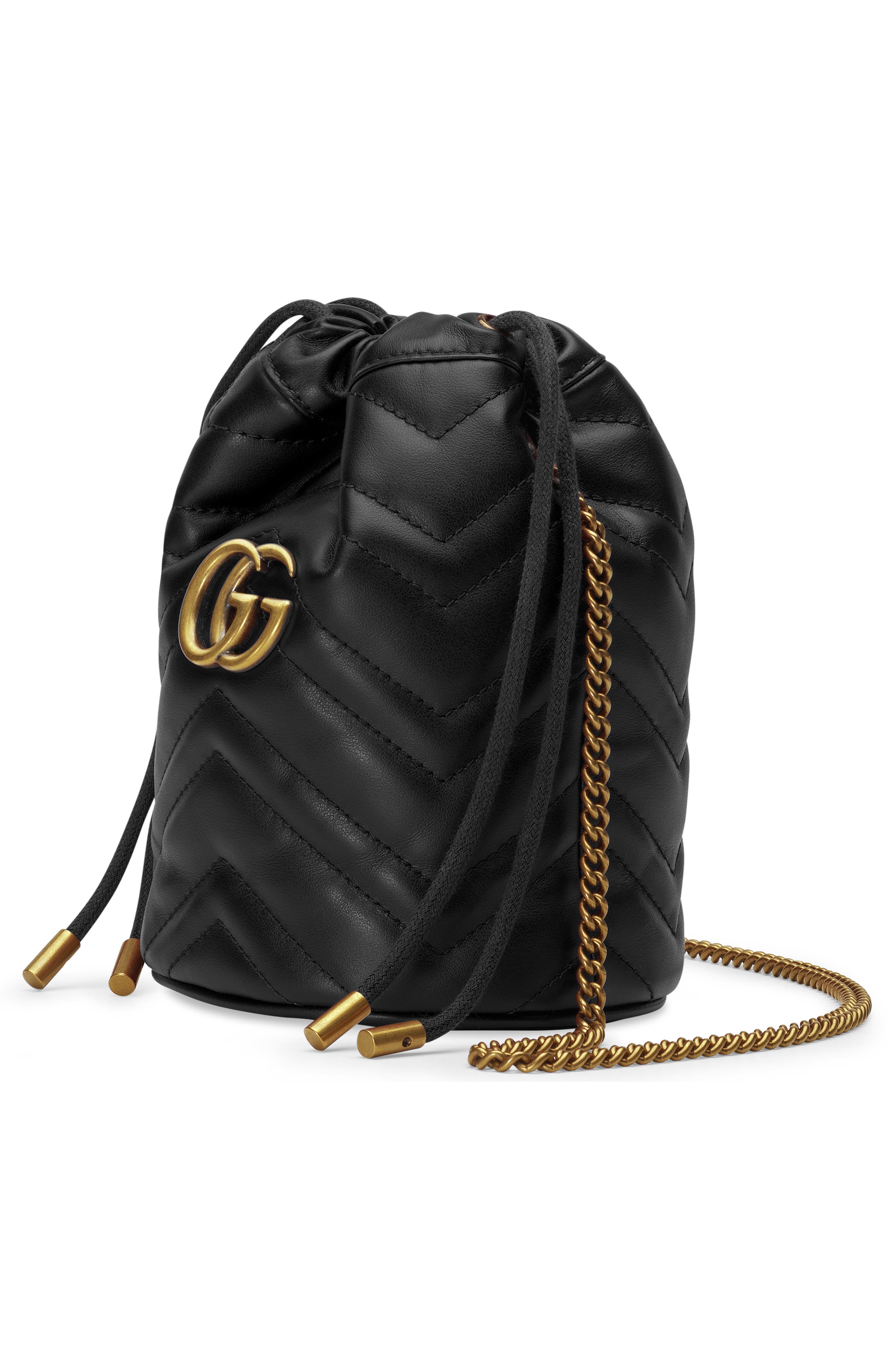 Mini Quilted Leather Bucket Bag, Alternate, color, NERO