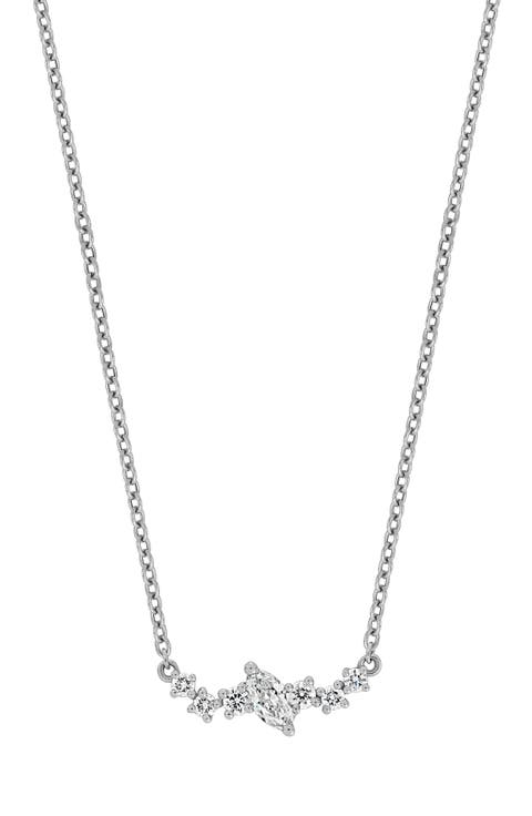 Getty 18K White Gold Mixed Diamond Curved Bar Pendant Necklace - 0.20ct. (Nordstrom Exclusive)