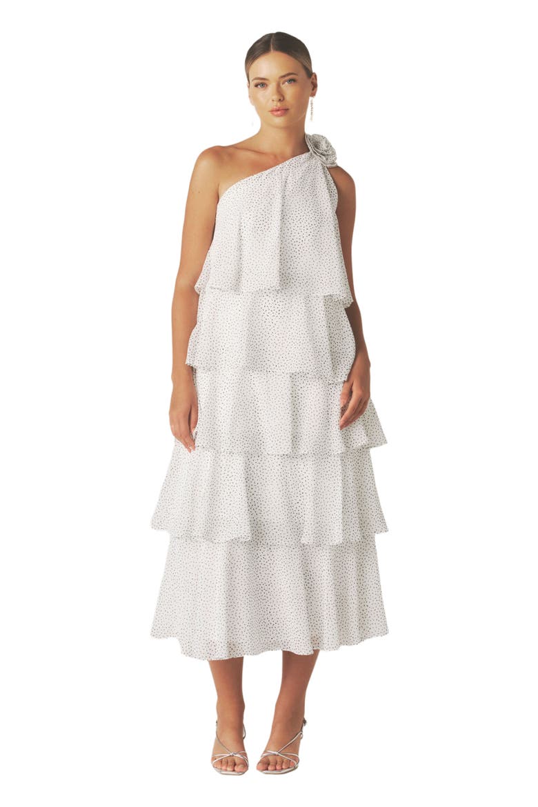 Amora Corsage Detail Tiered Midaxi Dress, Main, color, White