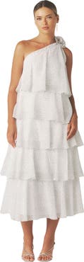 Six Stories Amora Corsage Detail Tiered Midaxi Dress