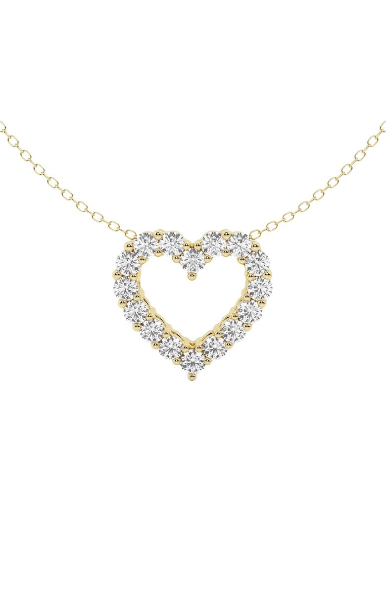 Badgley Mischka Collection 14K Yellow Gold Lab Grown Diamond Heart Pendant Necklace, Main, color,