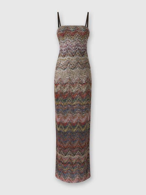 Bustier Long Dress With Zigzag Pattern