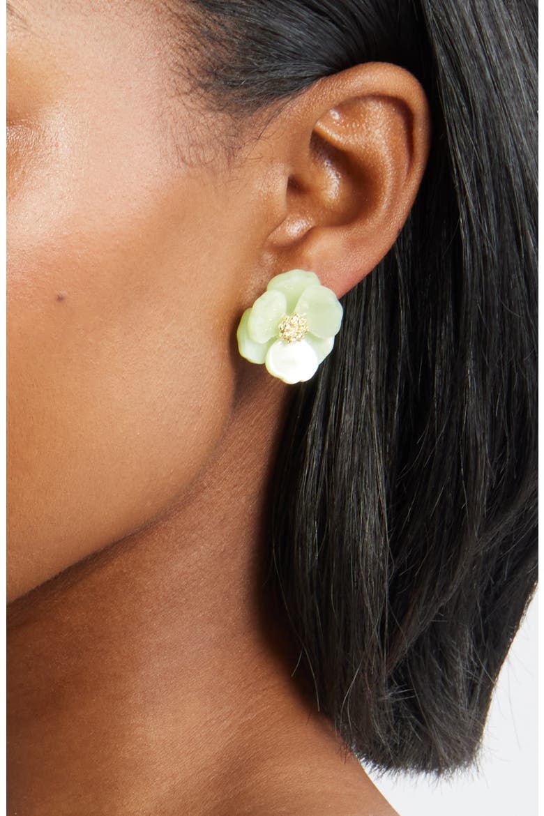 Floral Statement Stud Earrings, Alternate, color, MINT- GOLD