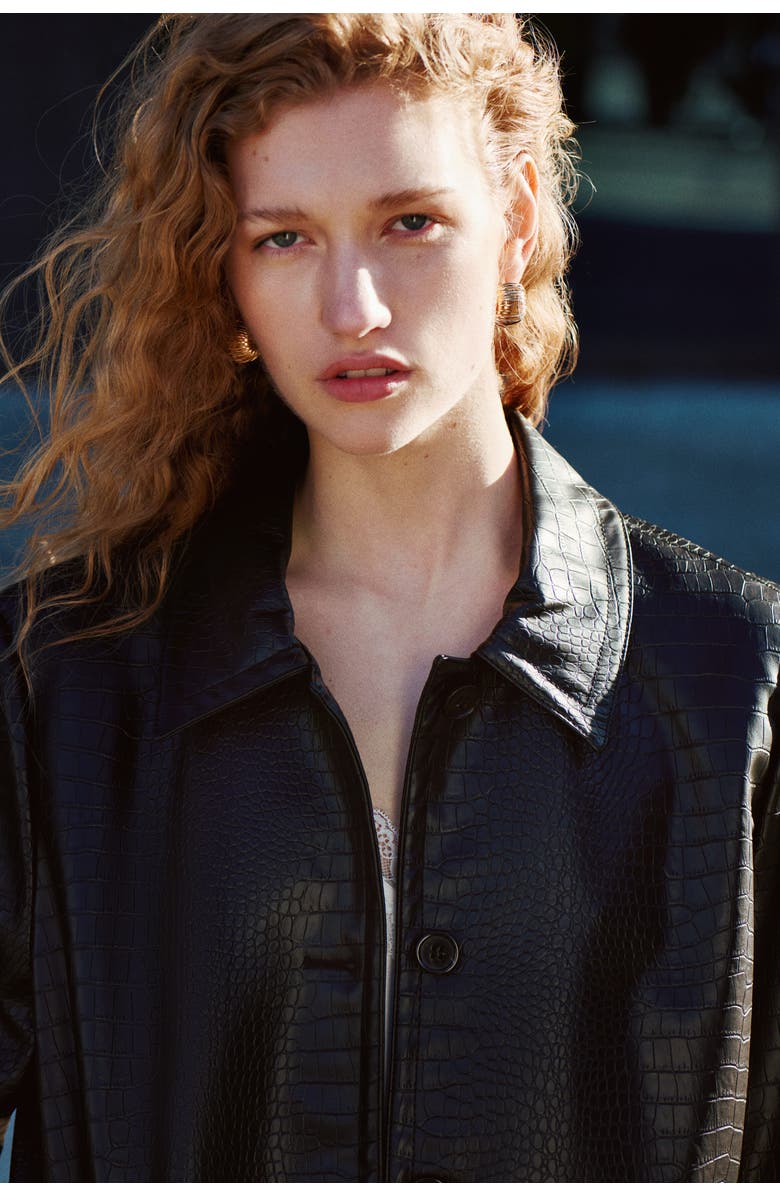 H&M Coated Jacket, Alternate, color, Black