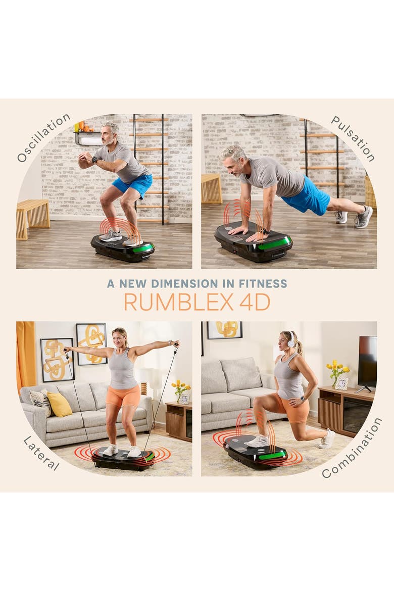 Rumblex 4D Vibration Plate Machine with Triple Motors for Fitness Weight Loss and Recovery, Alternate, color, Black