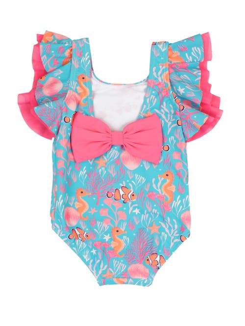 RUFFLEBUTTS RUFFLEBUTTS BABY/TODDLER GIRLS UPF50+ SUN PROTECTED BUTTERFLY ONE PIECE 