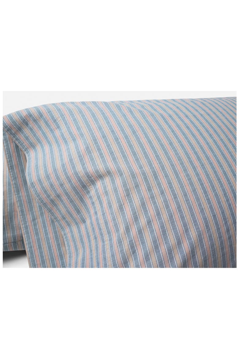 Stripe Crinkled Organic Cotton Percale Pillowcases, Alternate, color, INDIGO STRIPE