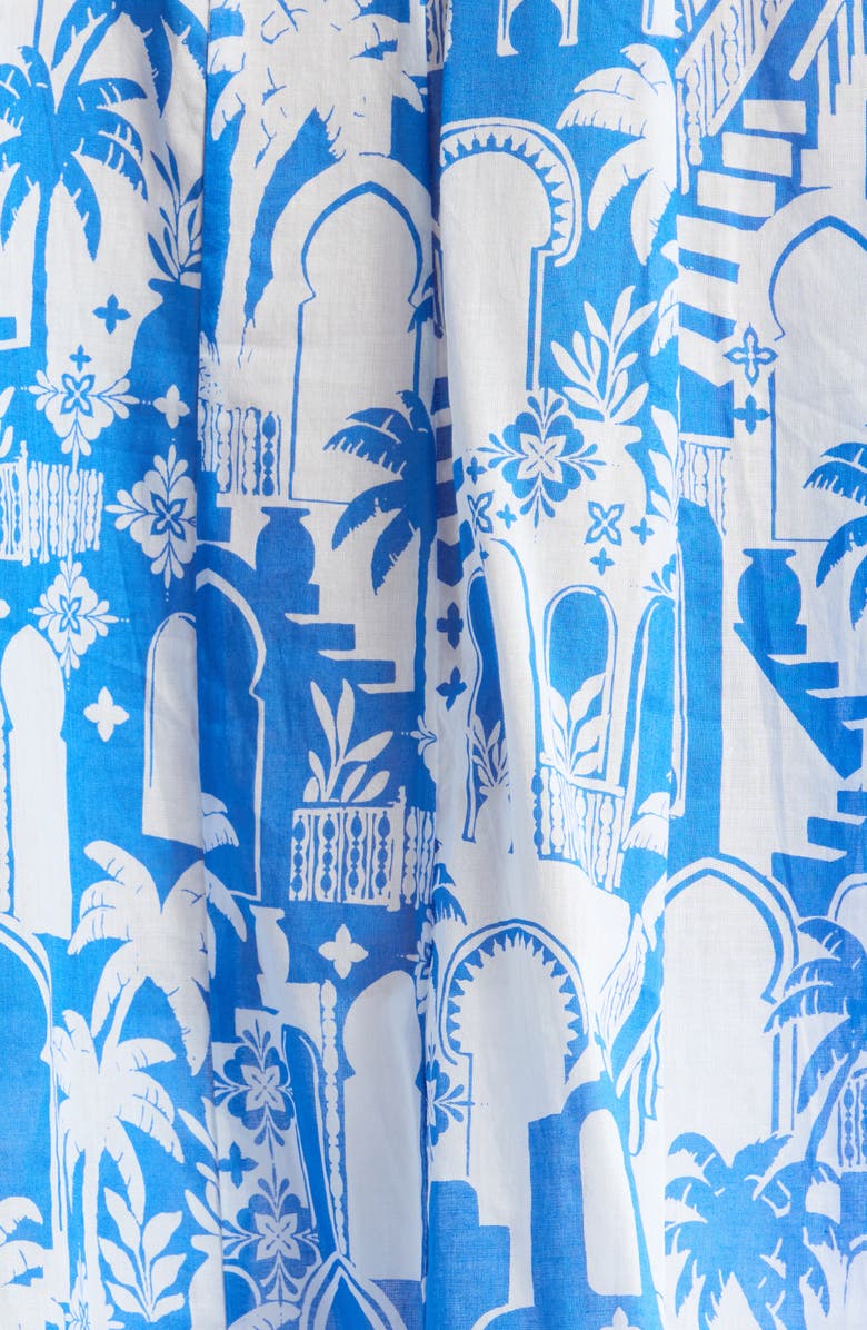 SUGARLIPS Nala Regie Print Cotton Button-Up Shirt, Alternate, color, White-Blue