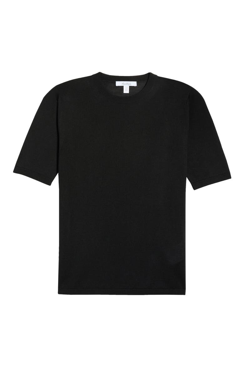 Maceti Short Sleeve Silk & Cashmere Sweater, Main, color, BLACK