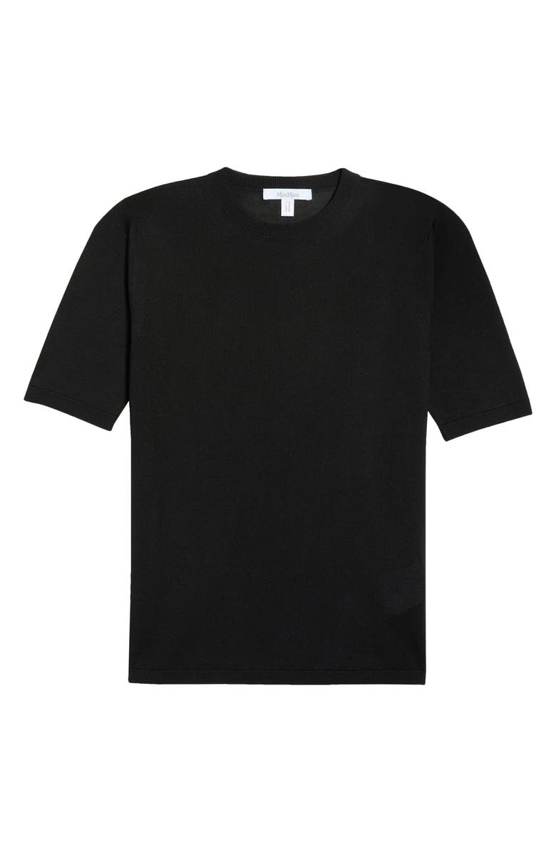 Max Mara Maceti Short Sleeve Silk & Cashmere Sweater, Main, color, Black