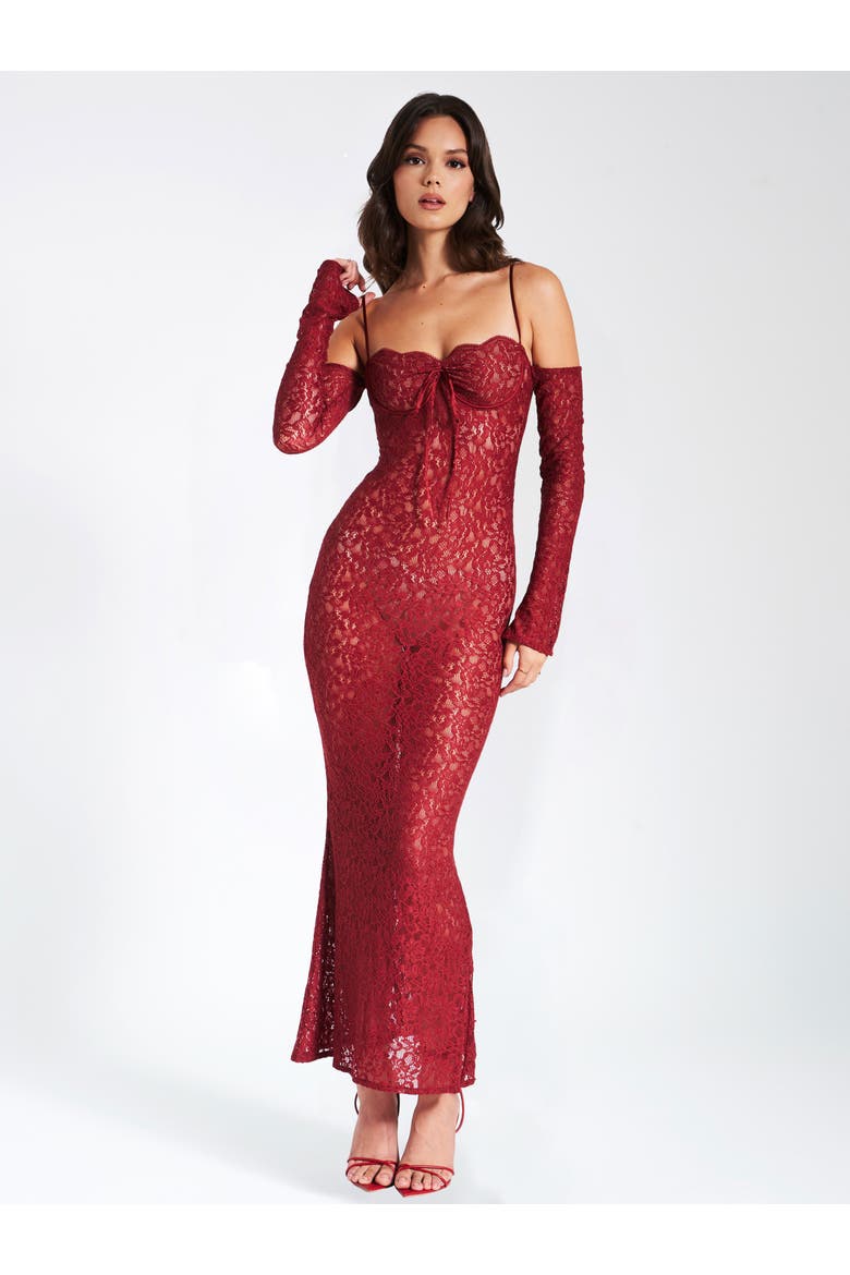 Udaya Lace Long Sleeve Maxi Dress, Alternate, color, Burgundy