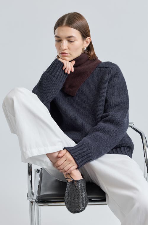 Almina Concept Knit Wool Crewneck Sweater In Blue