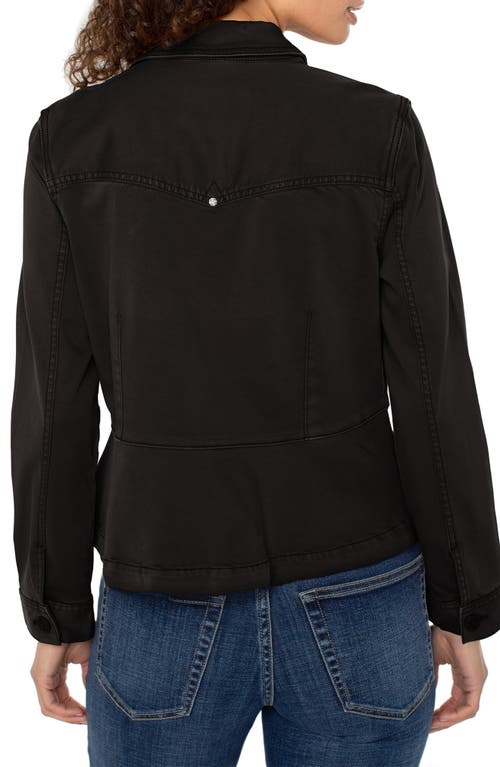 Liverpool Los Angeles Peplum Twill Trucker Jacket In Black