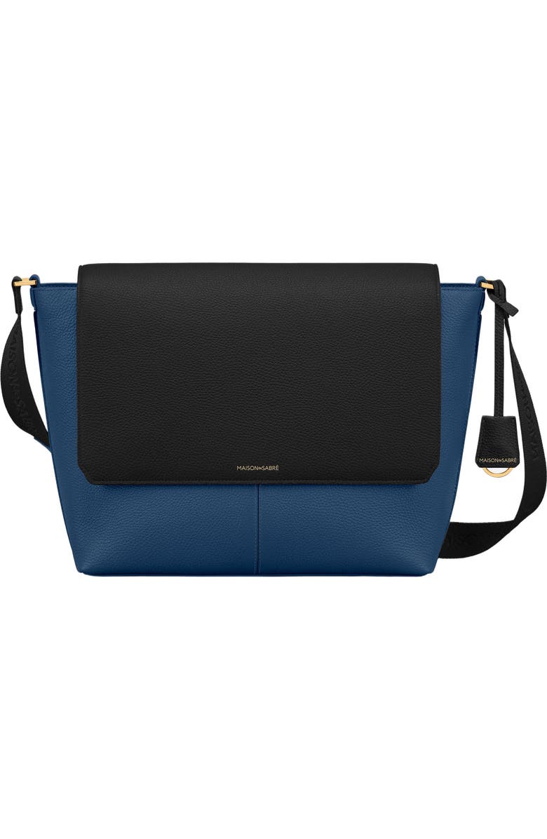 MAISON de SABRÉ Leather Flaire Messenger Bag, Main, color, Pacific Caviar