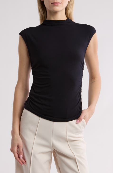 Ruched Funnel Neck Top