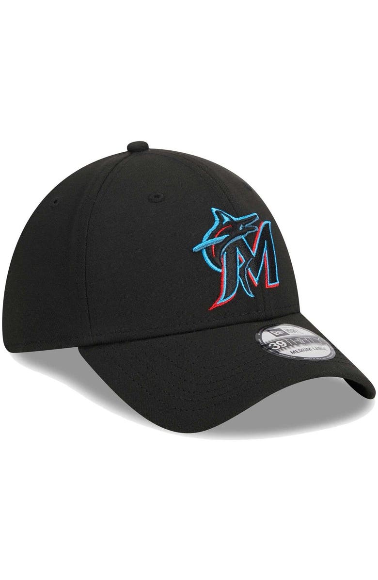 New Era Men's New Era Black Miami Marlins Logo 39THIRTY Flex Hat, Alternate, color, Black
