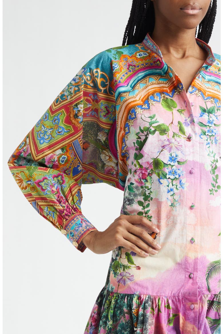 Print Long Sleeve Cotton Dress, Alternate, color, TURKISH DELIGHT