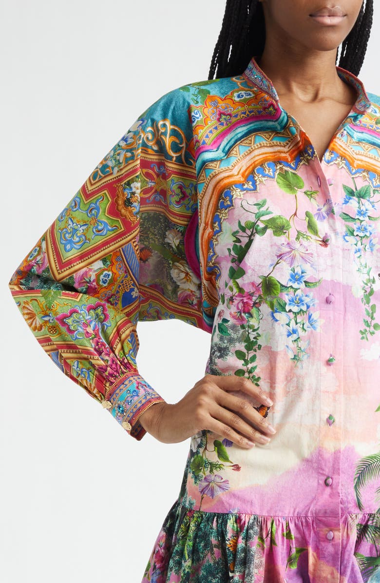 Camilla Print Long Sleeve Cotton Dress, Alternate, color, Turkish Delight