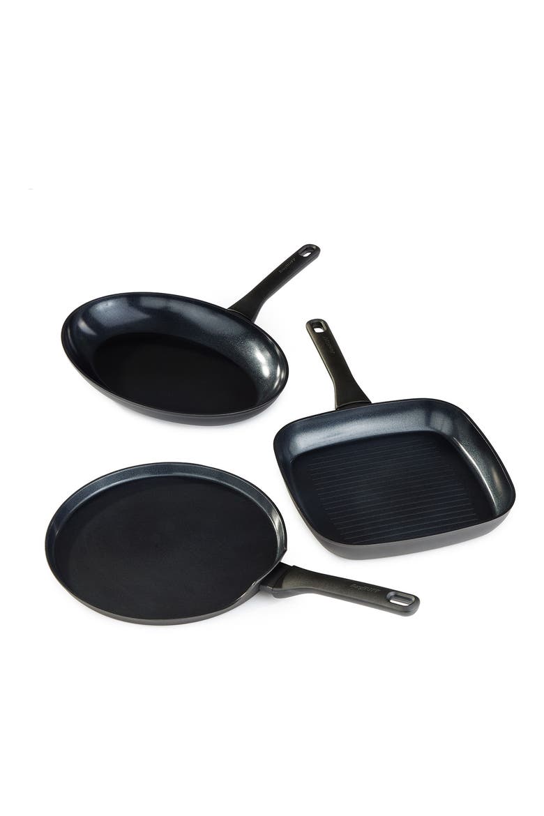 Dina Helix 3-Piece Cookware Set, Main, color, BLACK