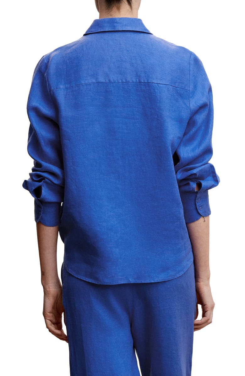 MANGO Linen Button-Up Shirt, Alternate, color, 