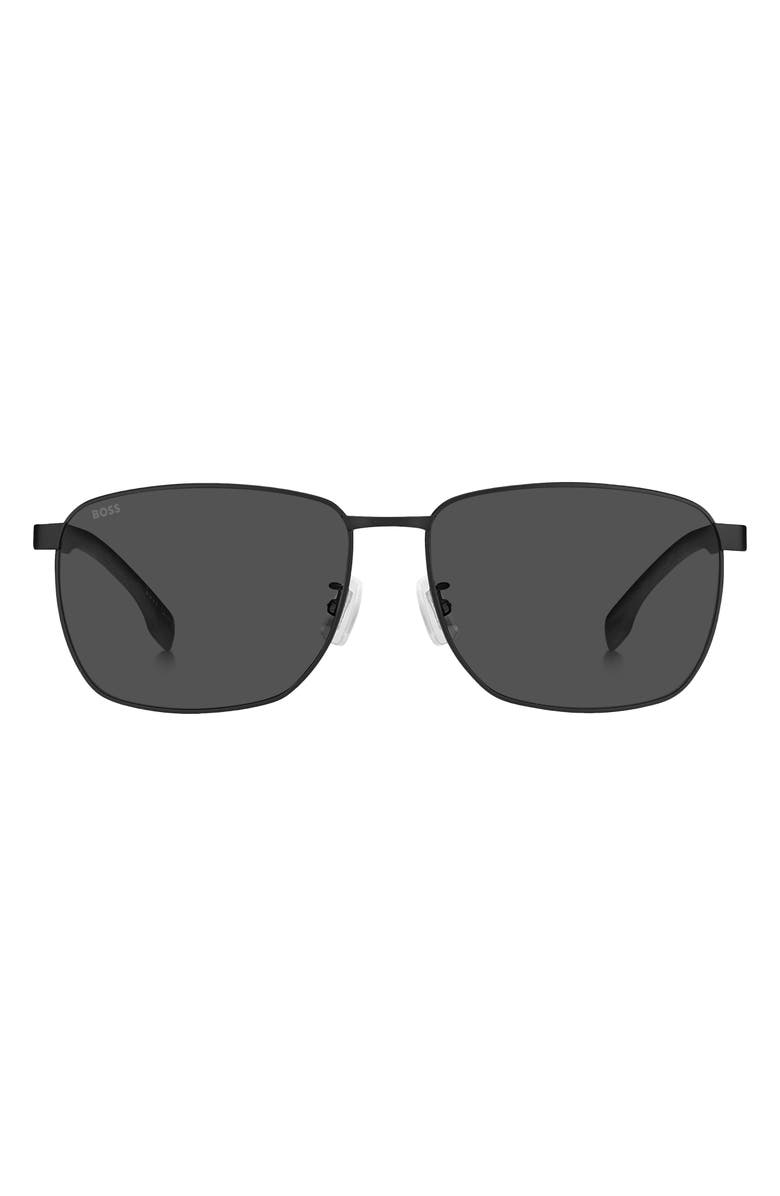BOSS 62mm Aviator Sunglasses, Main, color, Matte Black