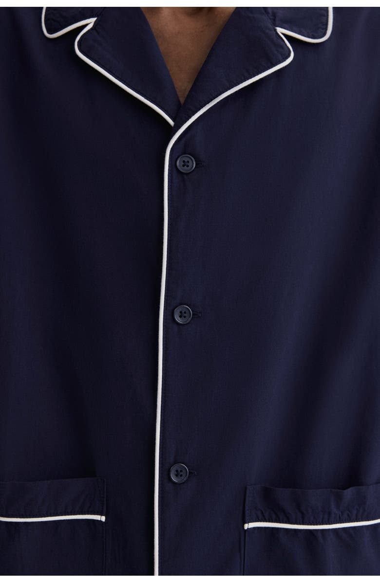 H&M Cotton Pyjama Shirt And Bottoms, Alternate, color, Navy Blue