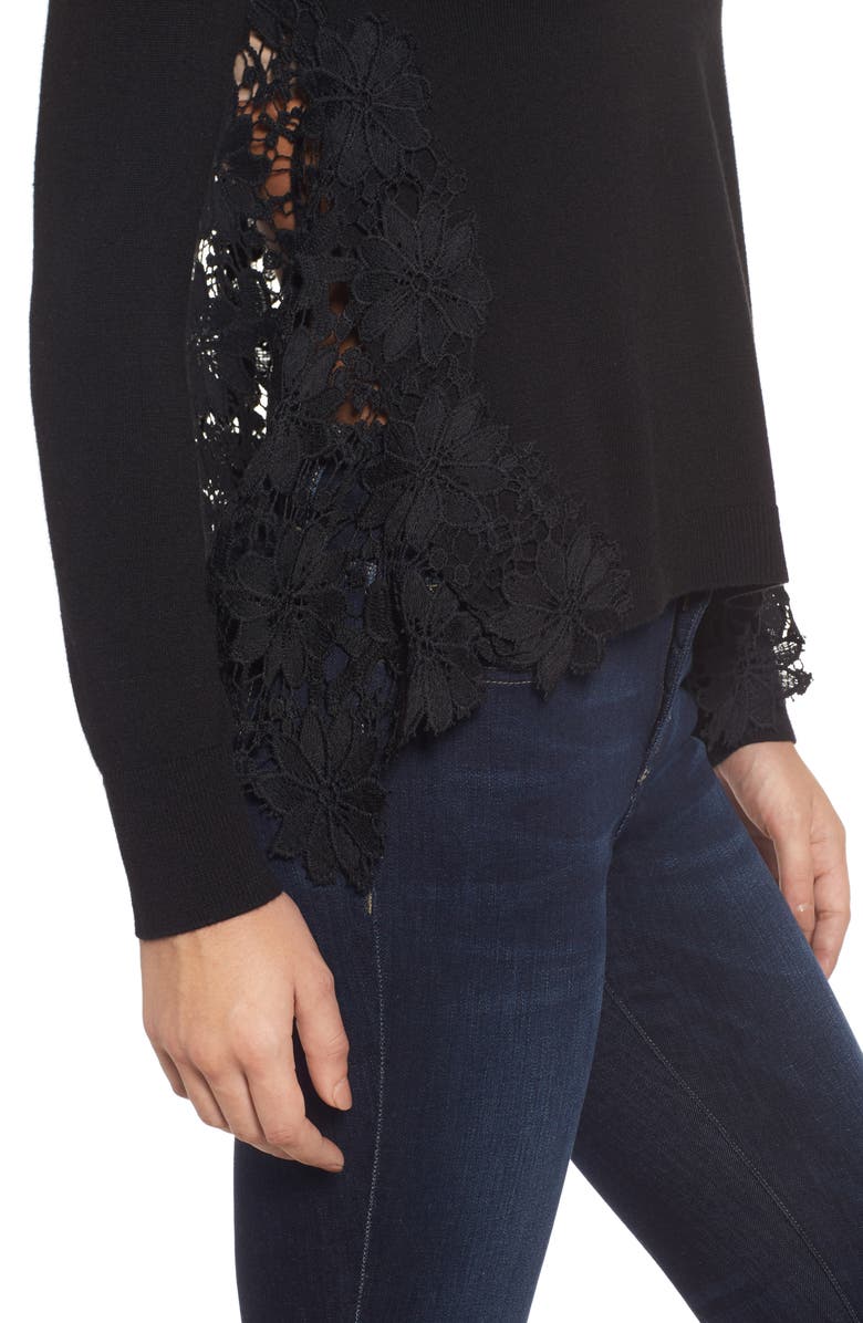 Chelsea28 Lace Back Sweater, Alternate, color, 