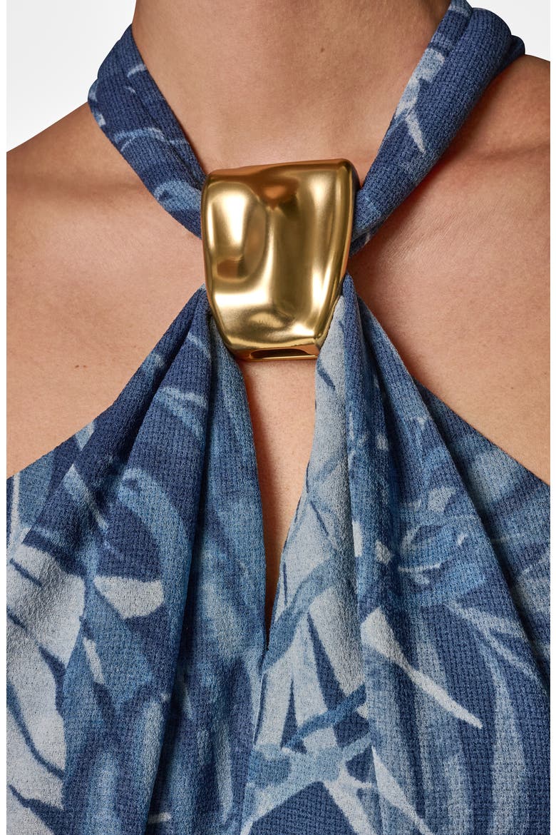 Leaf Print Hardware Detail Dress, Alternate, color, NIGHTFALL MULTI