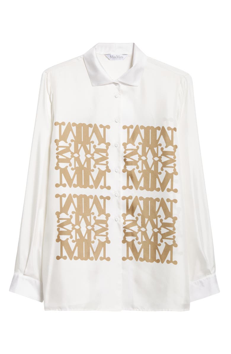 Max Mara Legno Monogram Print Silk Twill Shirt, Alternate, color, 