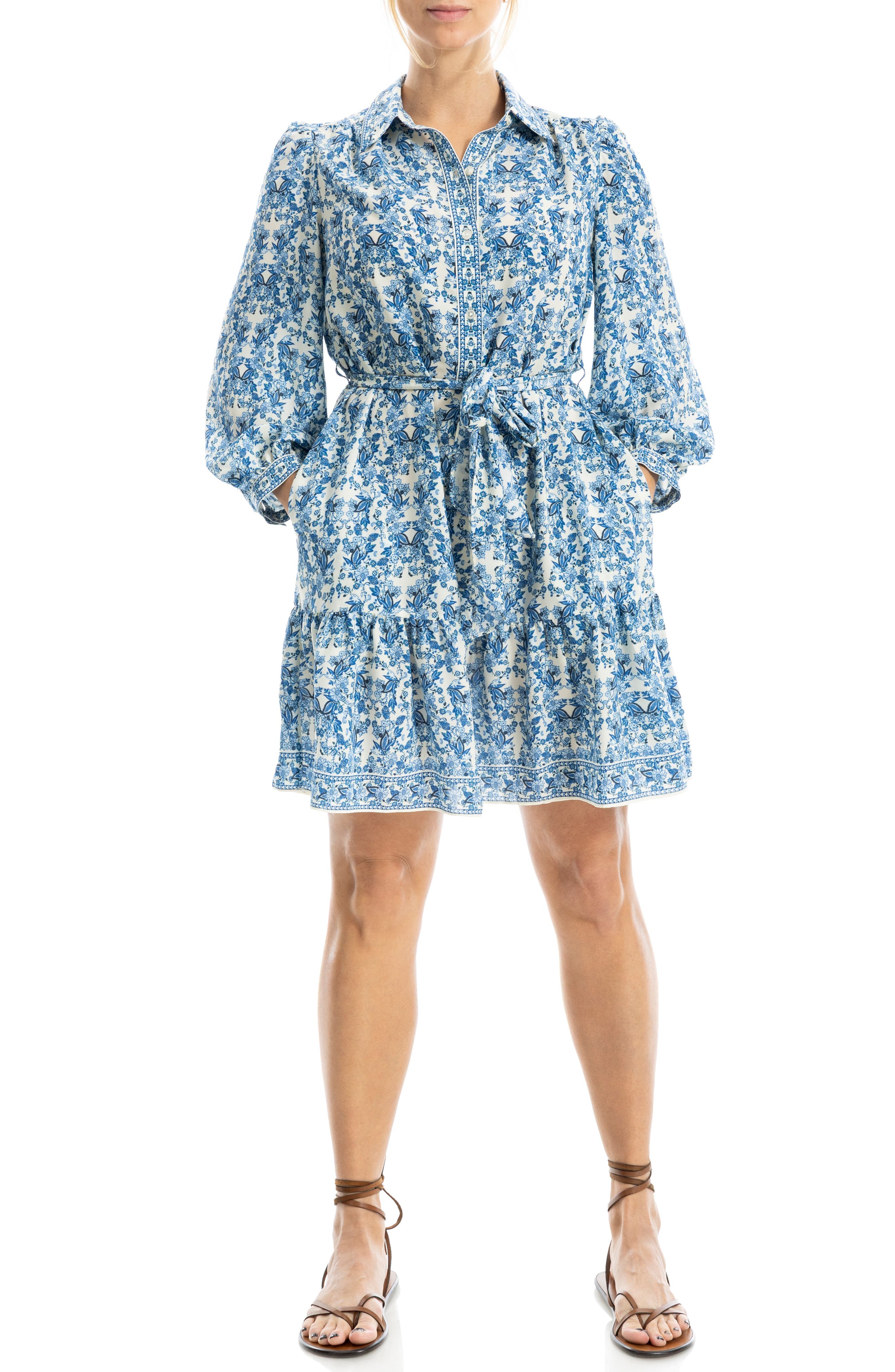 Long Sleeve Button Front Crepe Dress - image 5