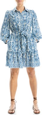 MAX STUDIO Long Sleeve Button Front Crepe Dress
