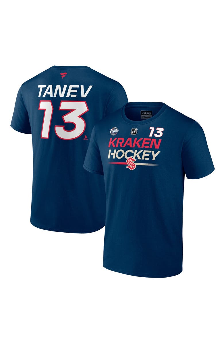 FANATICS Men's Fanatics Branded Brandon Tanev Deep Sea Blue Seattle Kraken 2024 NHL Winter Classic Authentic Pro Name & Number T-Shirt, Main, color,