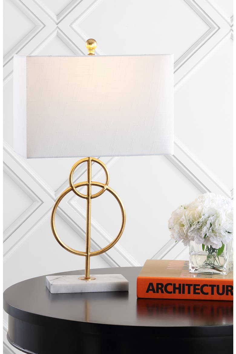 Haines 26" Modern Circle Marble/Metal LED Table Lamp, Gold, Alternate, color, Gold Leaf/White