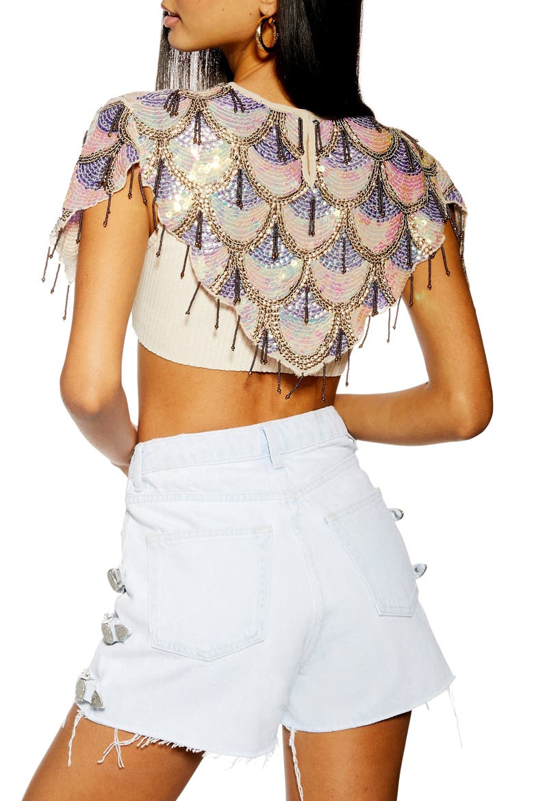 Scalloped Beaded Cape, Alternate, color, GOLD MULTI