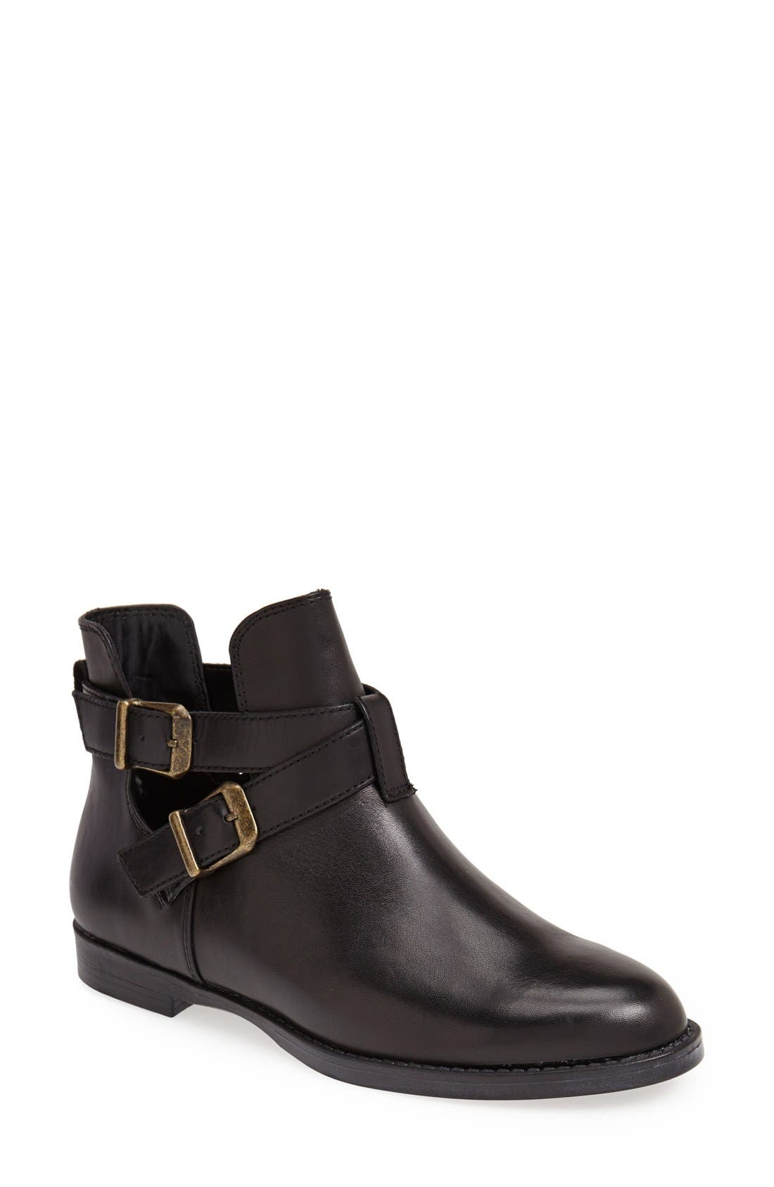 'Raine' Leather Bootie, Main, color, BLACK LEATHER