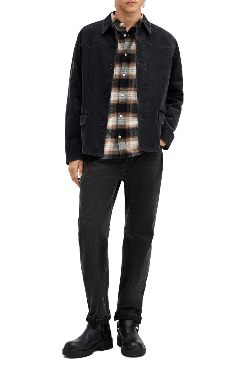Mercy Plaid Cotton Flannel Button-Up Shirt, Alternate, color, RUSTY ORANGE/BLACK/WHITE