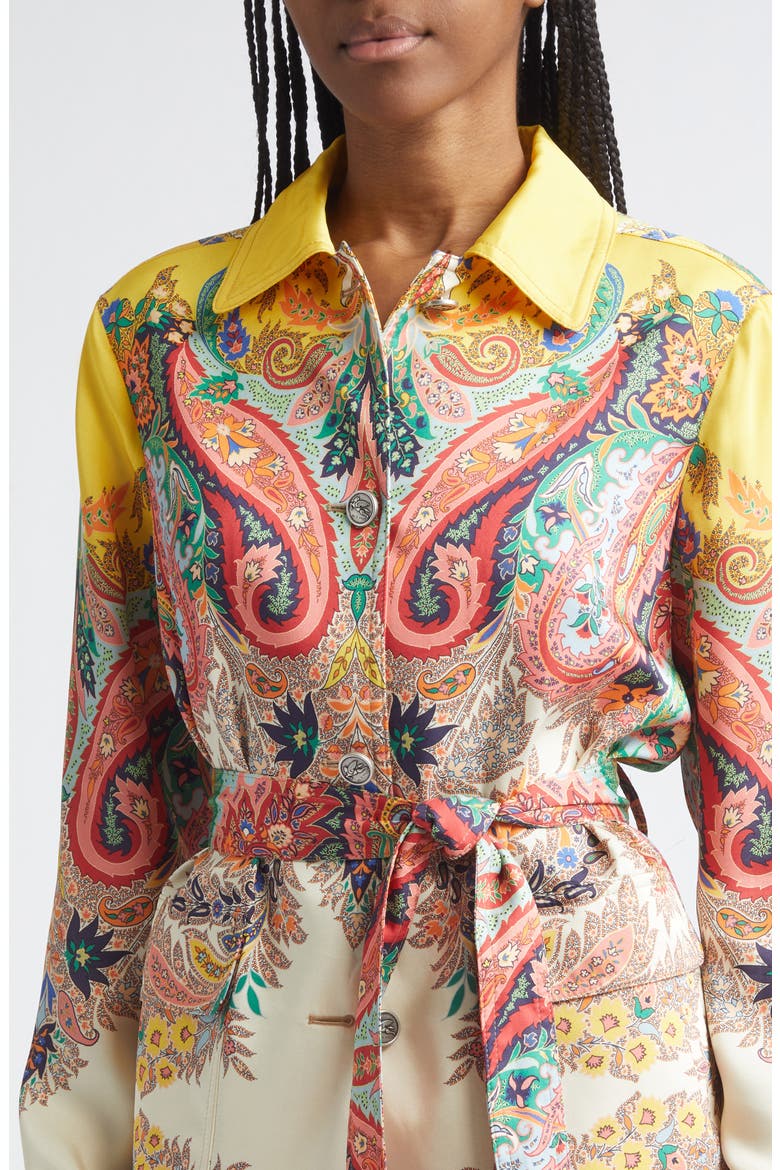 Floral Paisley Belted Twill Field Jacket, Alternate, color, PRINT ON WHITE BASE