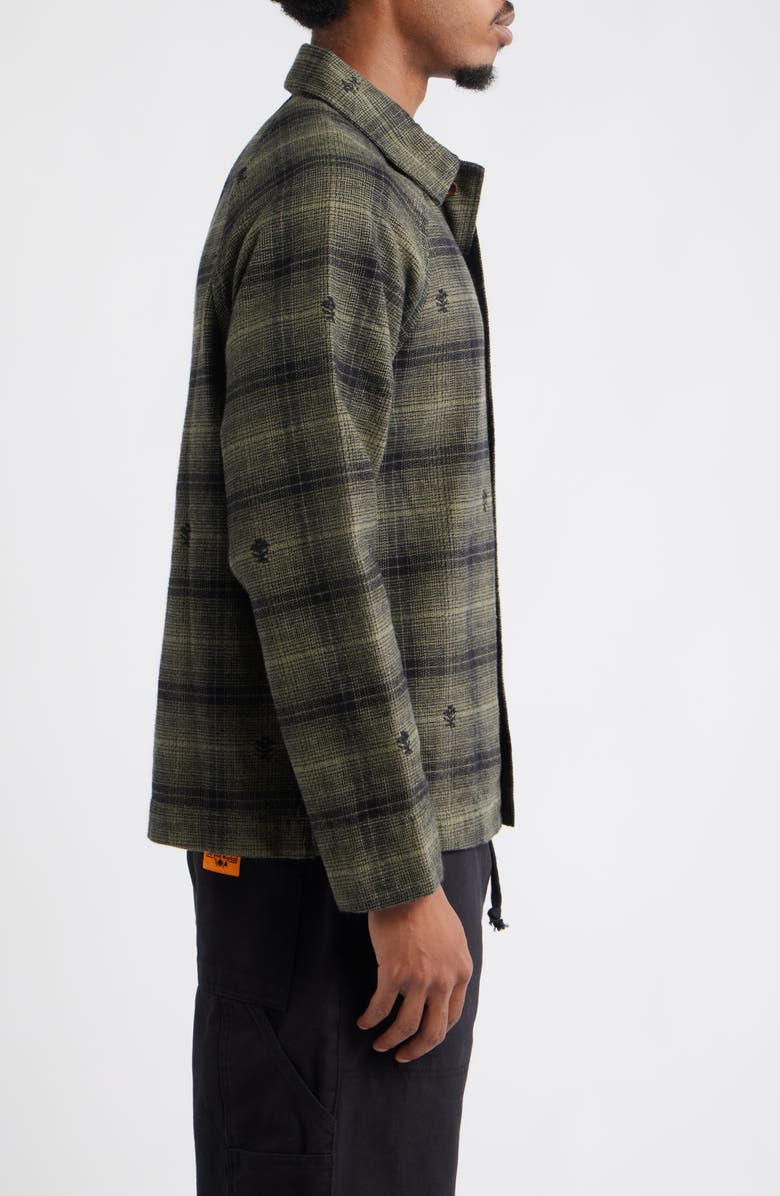 Service Works Thistle Plaid Organic Cotton Front of House Jacket, Alternate, color, Olive